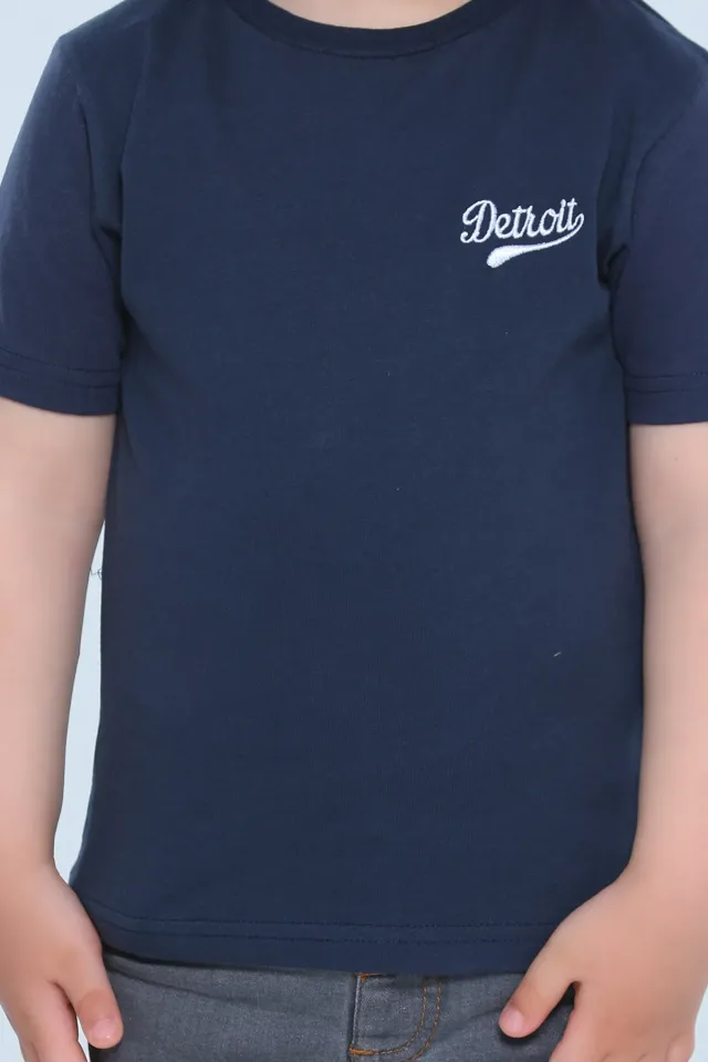 Erkek Çocuk Likralı Bisiklet Yaka T-shirt Lacivert
