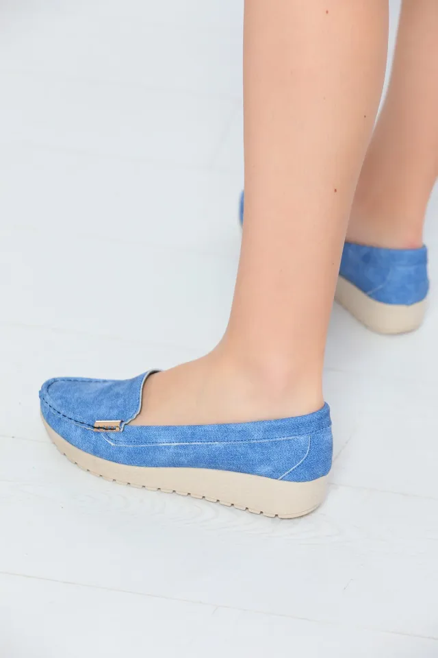 Kadın Rahat Yüksek Taban Günlük Ayakkabı Mavi