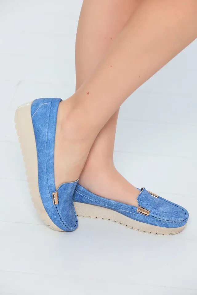 Kadın Rahat Yüksek Taban Günlük Ayakkabı Mavi