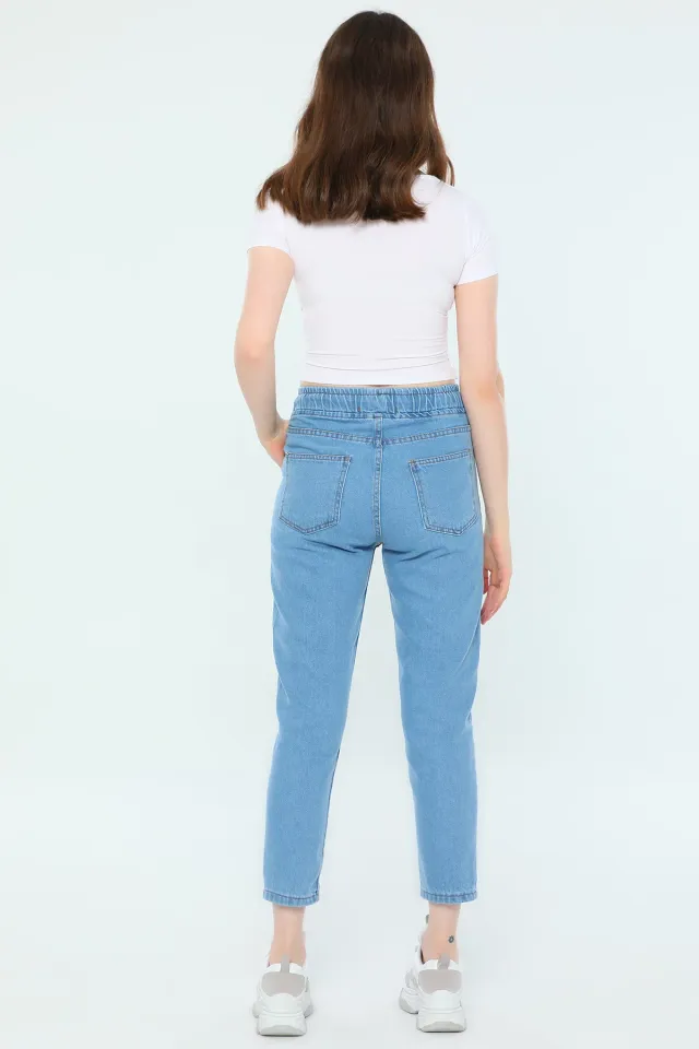 Kadın Yüksek Bel Jean Pantolon Mavi