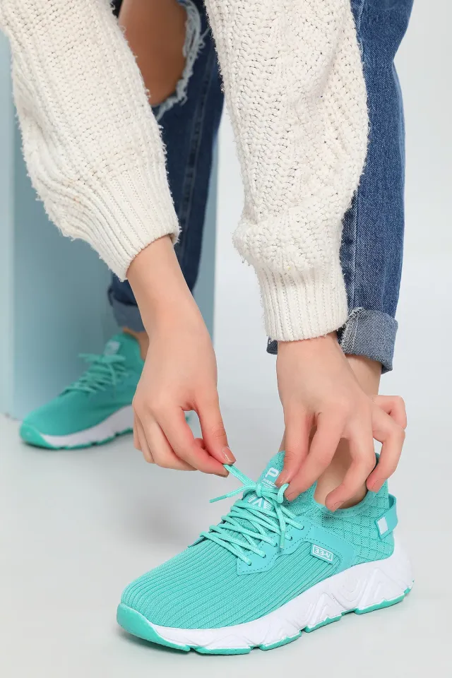 Kadın Bağcıklı Lafonten Triko Mevsimlik Günlük Spor Ayakkabı Mint