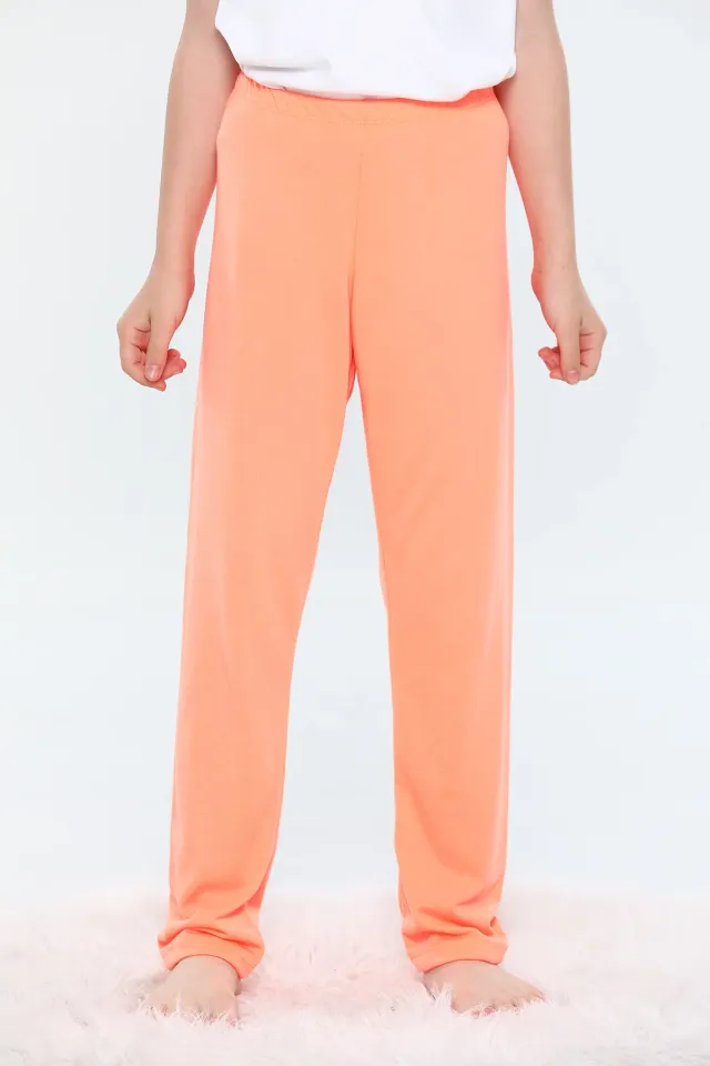 Kız Çocuk Likralı Pijama Altı Neon Orange