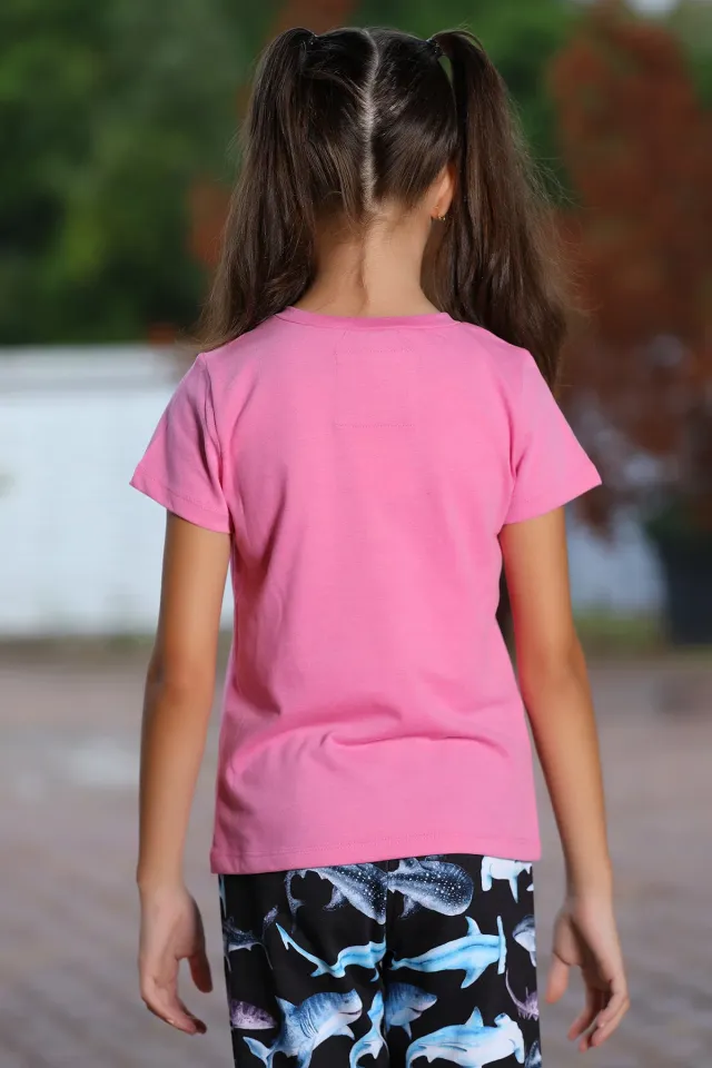 Kız Çocuk Ön Baskılı T-shirt Pembe
