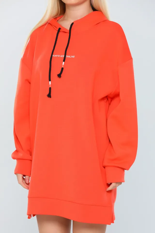 Kadın Oversize Kapüşonlu Sweatshirt Orange