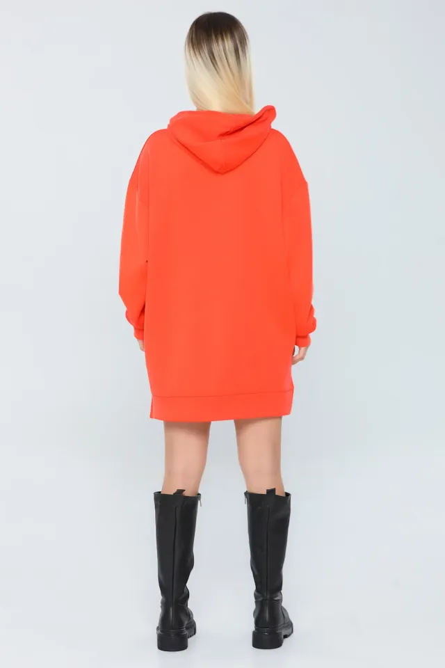 Kadın Oversize Kapüşonlu Sweatshirt Orange