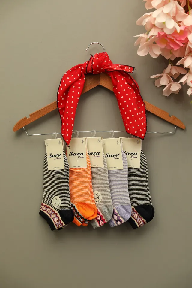 Sara Donna Kadın 5 Li Patik Çorap(36-41 Uyumludur) Renkli