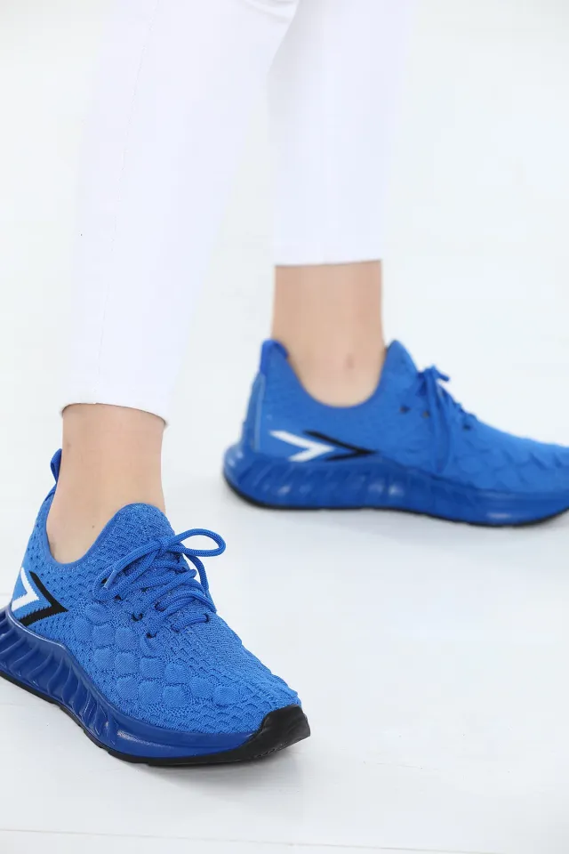 Kadın Bağcıklı Lafonten Triko Mevsimlik Günlük Spor Ayakkabı Saksmavisi