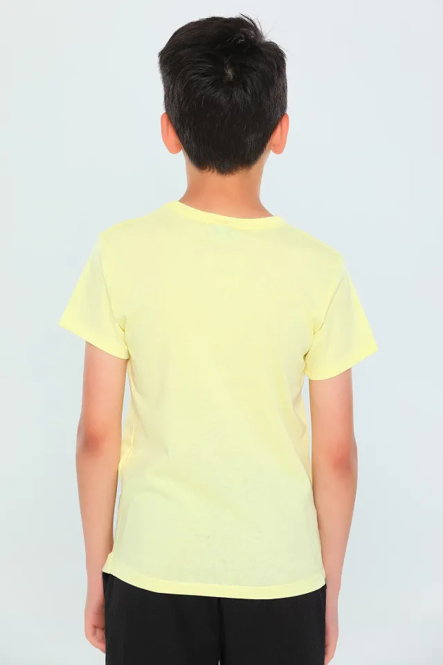 Erkek Çocuk Likralı Baskılı T-shirt Sarı