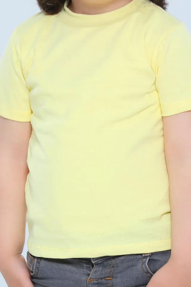 Erkek Çocuk Bisiklet Yaka T-shirt Sarı