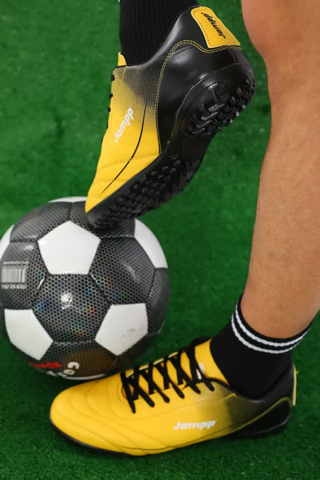 Erkek Bağcıklı Halısaha Futbol Ayakkabısı Sarı Siyah