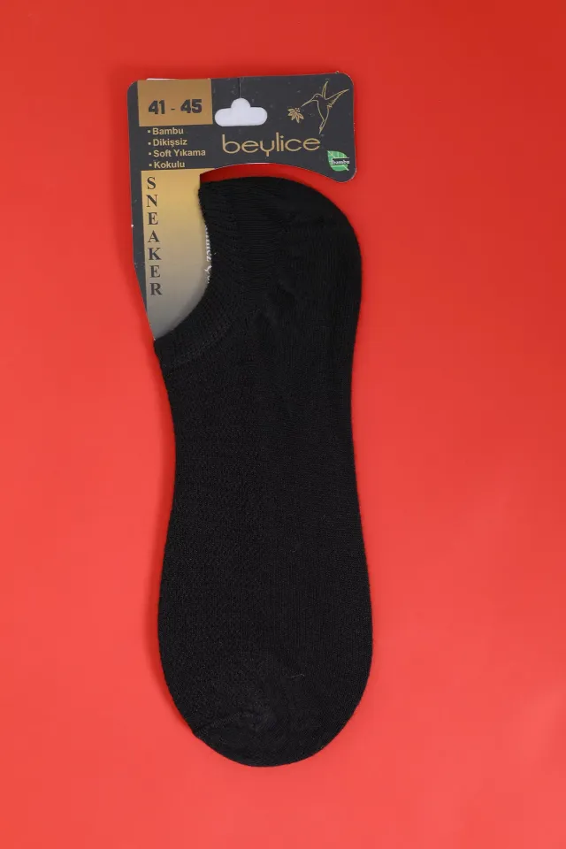 Beylice Erkek Bambu Görünmez (sneaker) Spor Ayakkabı Çorabı (41-45 Uyumludur) Siyah