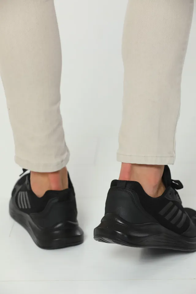 Erkek Bağcıklı Anaroklu Günlük Spor Ayakkabı Siyah