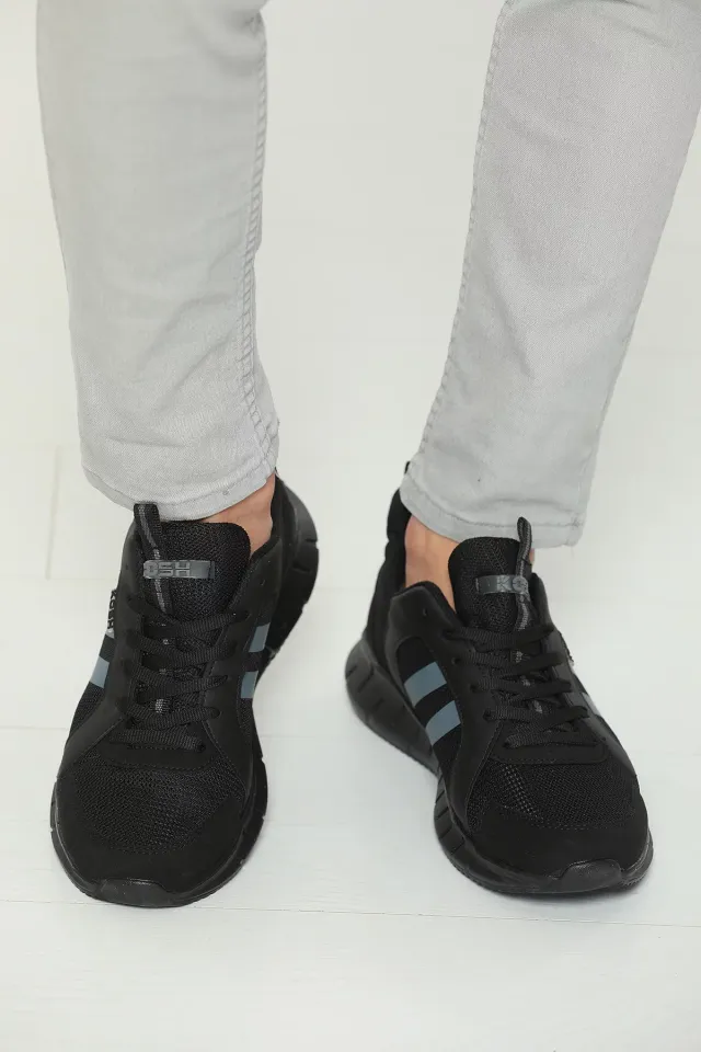 Erkek Bağcıklı Anatomik Spor Ayakkabı Siyah