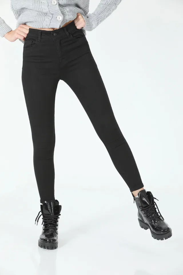 Kadın Likralı Jeans Pantolon Siyah