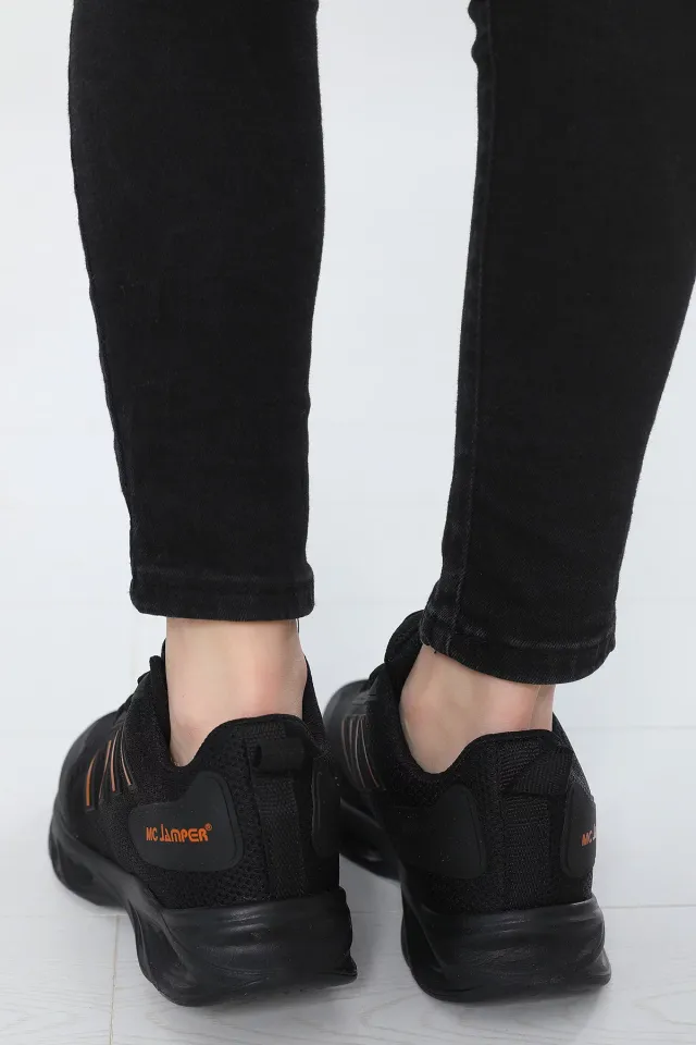 Kadın Bağcıklı Lafonten Triko Spor Ayakkabı Siyah Orange