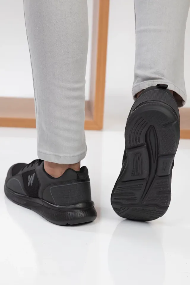 Erkek Anaroklu Bağcıklı Günlük Spor Ayakkabı Siyahfüme