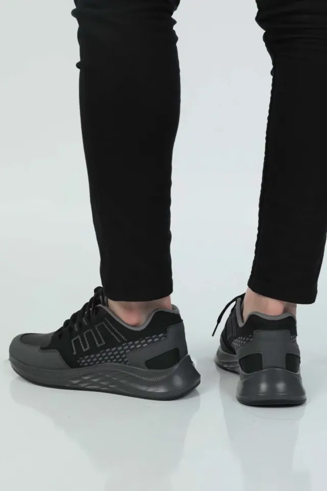 Erkek Bağcıklı Anaroklu Günlük Spor Ayakkabı Siyahfüme