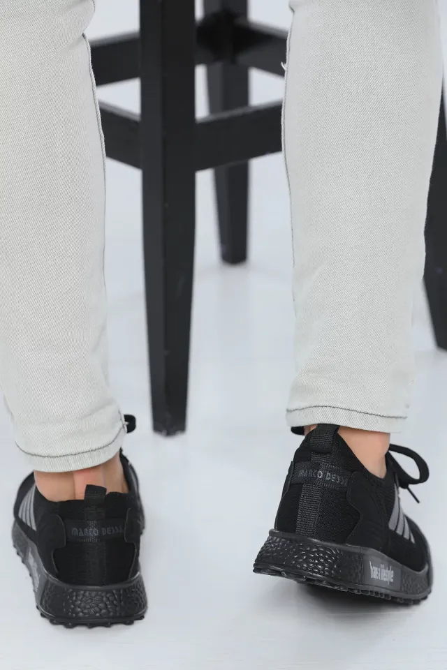 Erkek Bağcıklı Lafonten Triko Mevsimlik Günlük Spor Ayakkabı Siyahfüme