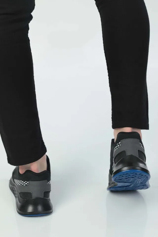 Erkek Bağcıklı Anaroklu Günlük Spor Ayakkabı Siyahsaks