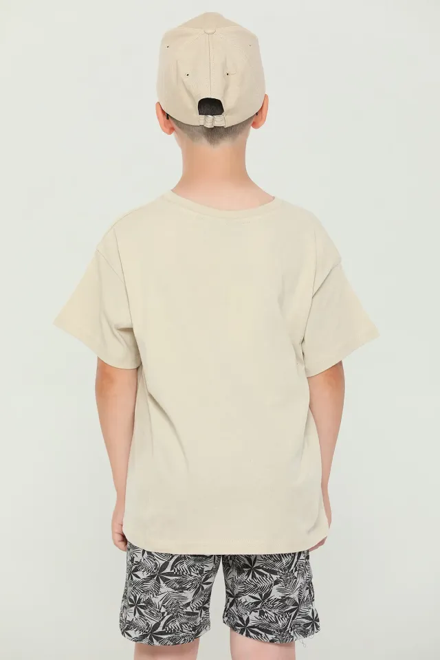 Erkek Çocuk Bisiklet Yaka Salaş T-shirt Taş