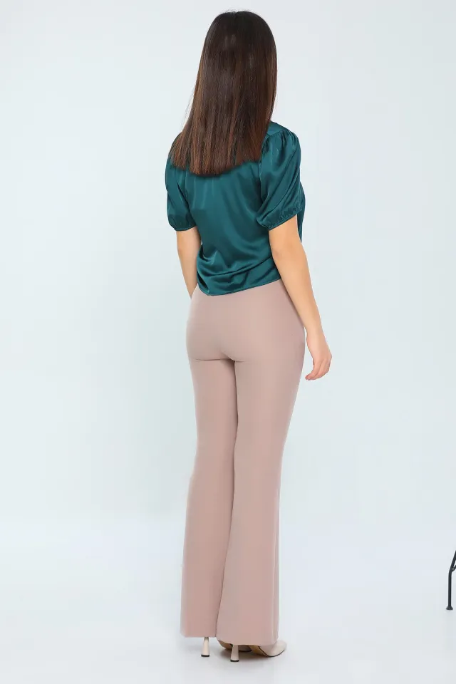 Kadın Yüksek Bel İspanyol Paça Pantolon Taş