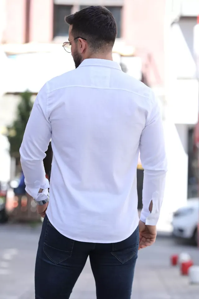 Uzun Kol Erkek Basic Gömlek Beyaz