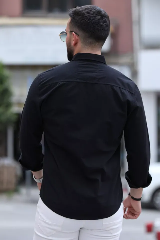 Uzun Kol Erkek Basic Gömlek Siyah
