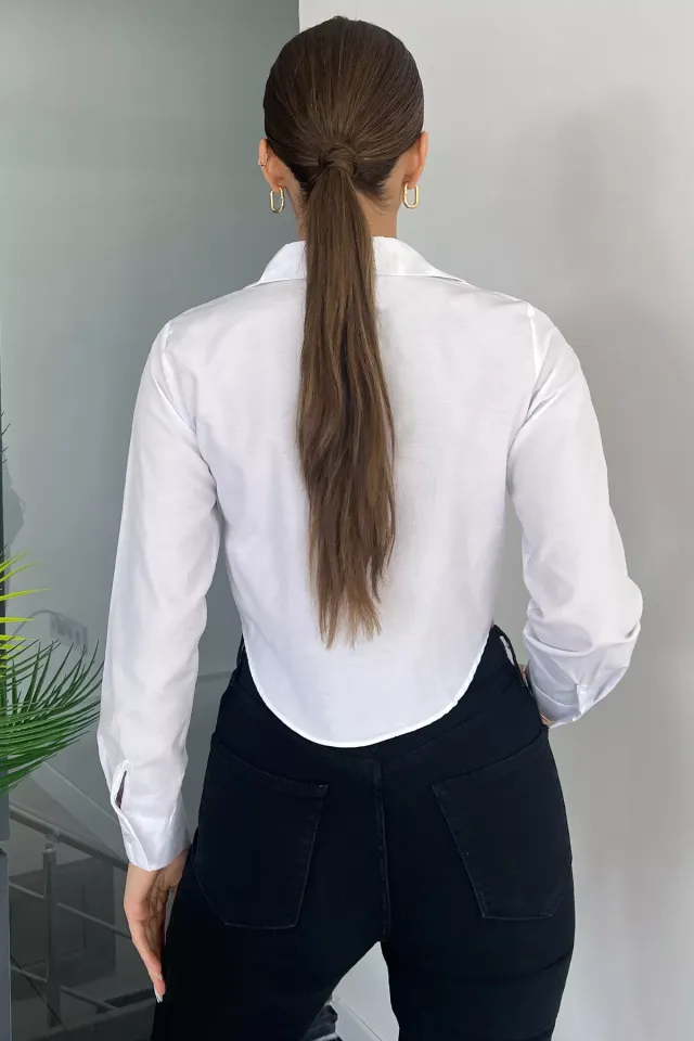 Uzun Kol Kadın Basic Gömlek Beyaz
