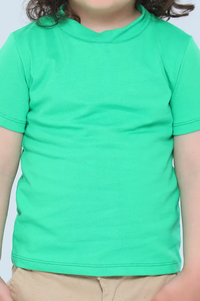 Erkek Çocuk Bisiklet Yaka T-shirt Yeşil