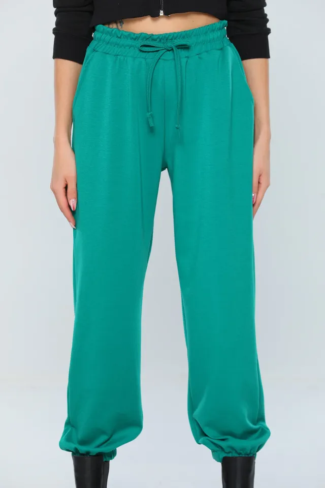 Kadın Oysho Bel Lastikli Bağcıklı Pantolon Yeşil
