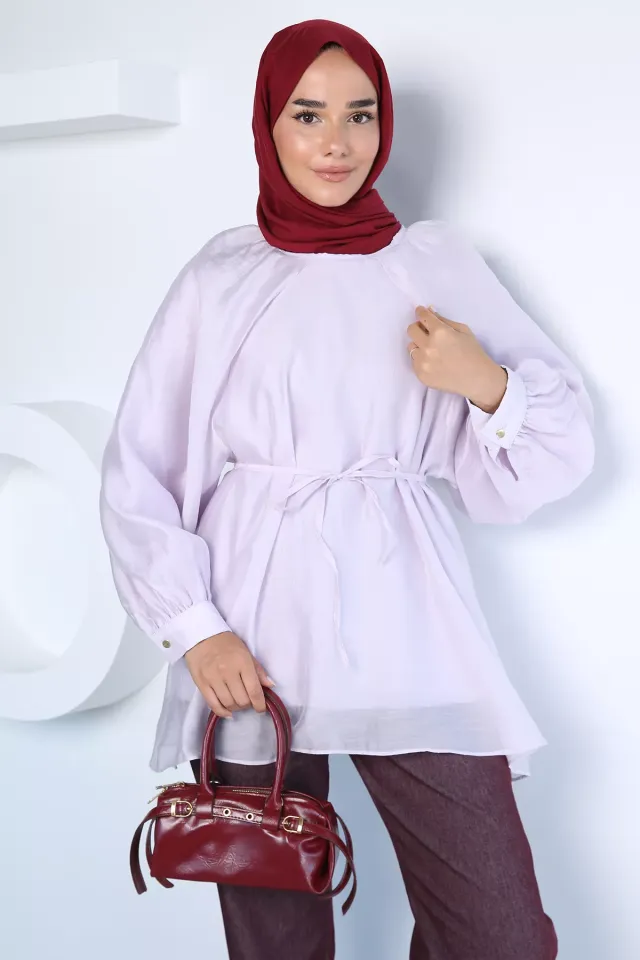 İç Astarlı Salaş Tesettür Bluz Lila